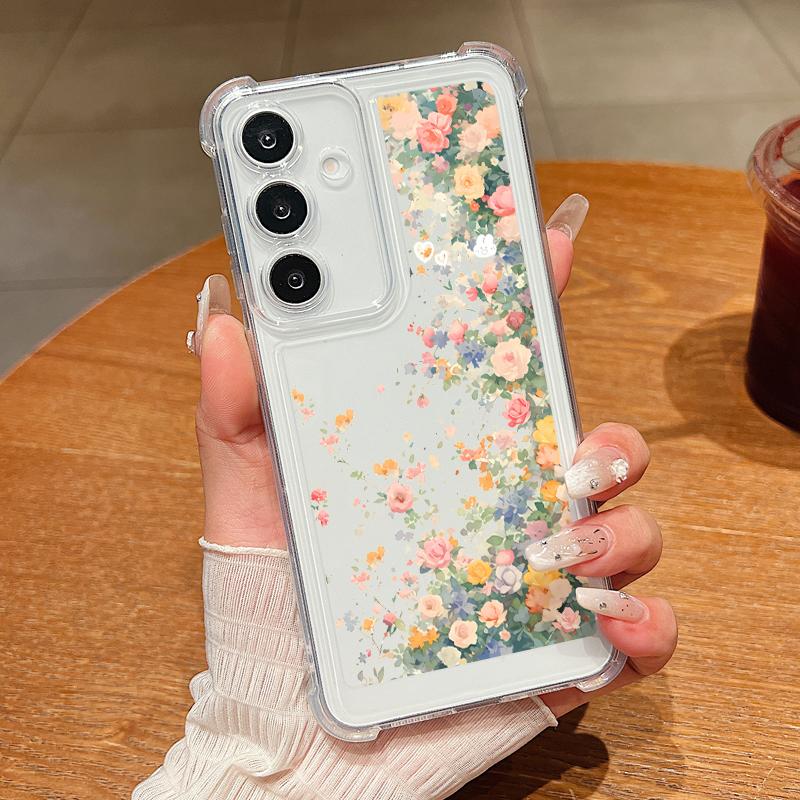 Clear Case For Samsung Galaxy S25 Edge S24 S25 S23 Ultra S22 Plus S24 FE A56 A16 A55 A54 A15 A36 Colorful Flower TPU Phone Cover