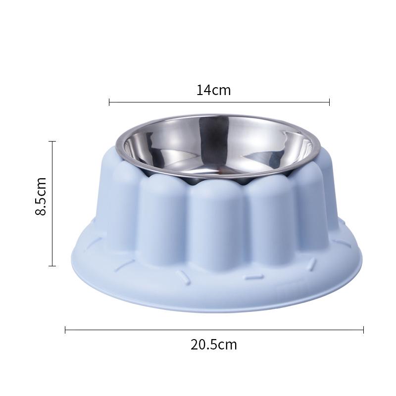 Stainless Steel Anti-Spill Cat Bowl with Chin Protection and Elevated Pudding Flower Design