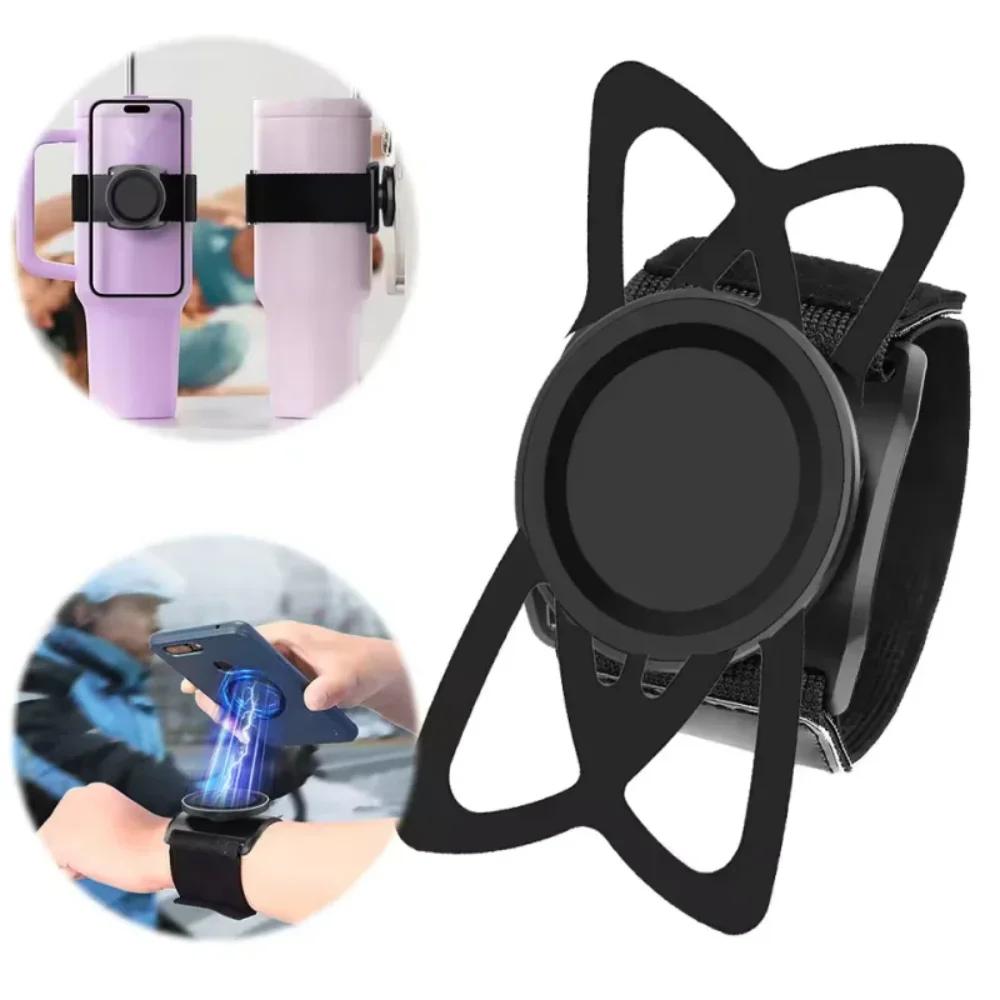 Magnetic Armband Wristband Phone Holder Stand for iPhone 16 MagSafe Xiaomi - Universal Mobile Phone Mount for Cycling Hiking Gym