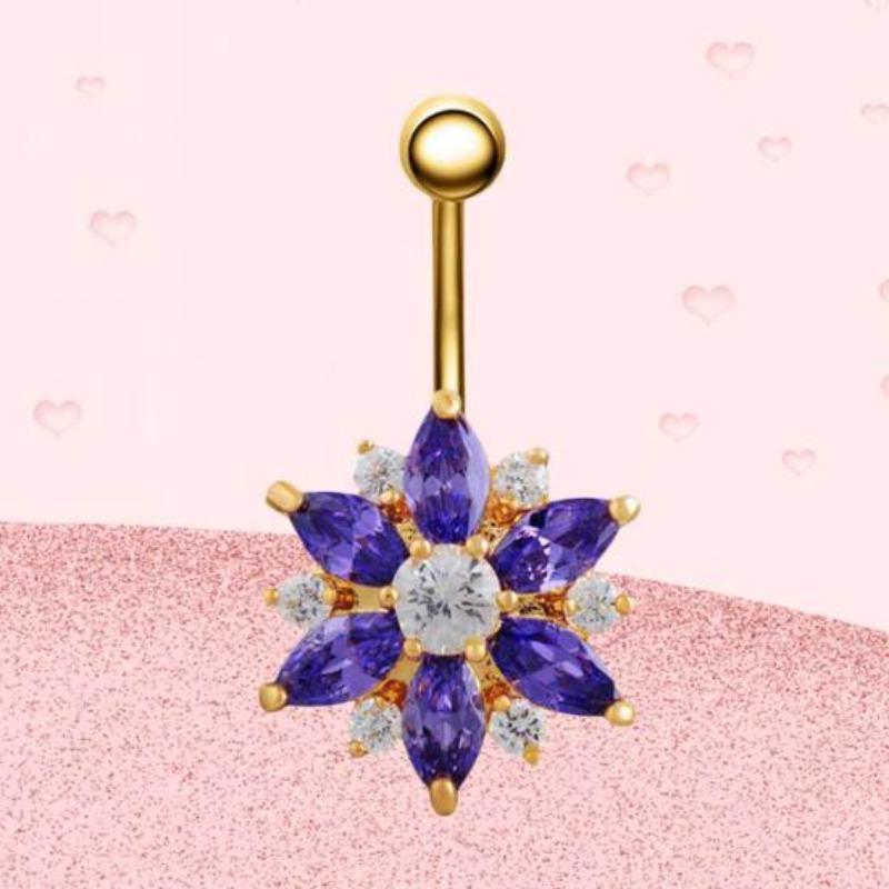 Women Elegent Sexy Flower Belly Button Navel Ring Body Piercing