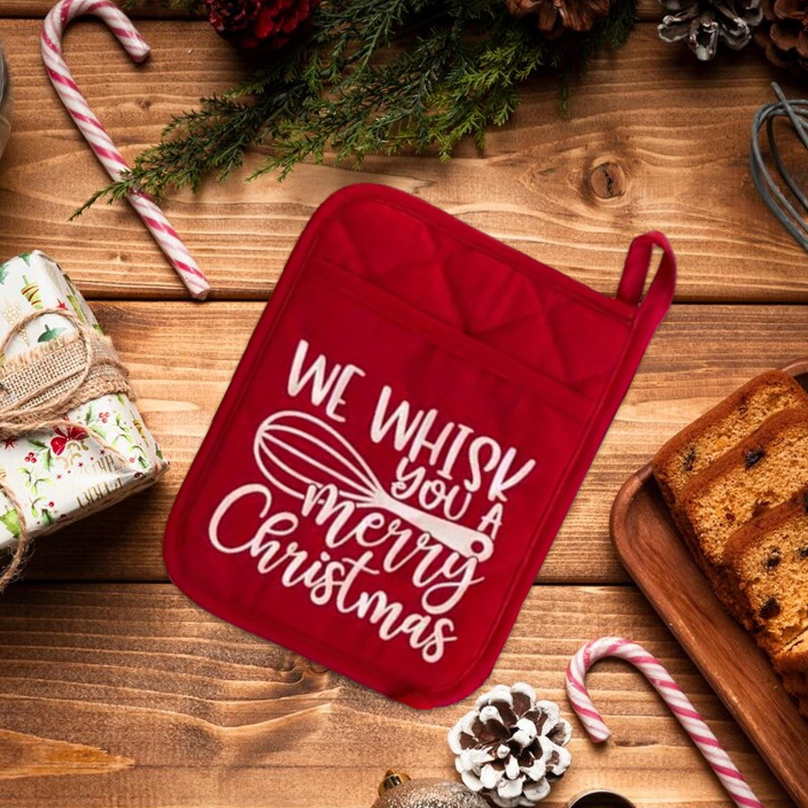 

Рождественские прихватки для кухни 25x18 см нескользящие термостойкие прихватки для духовки Merry Christmas