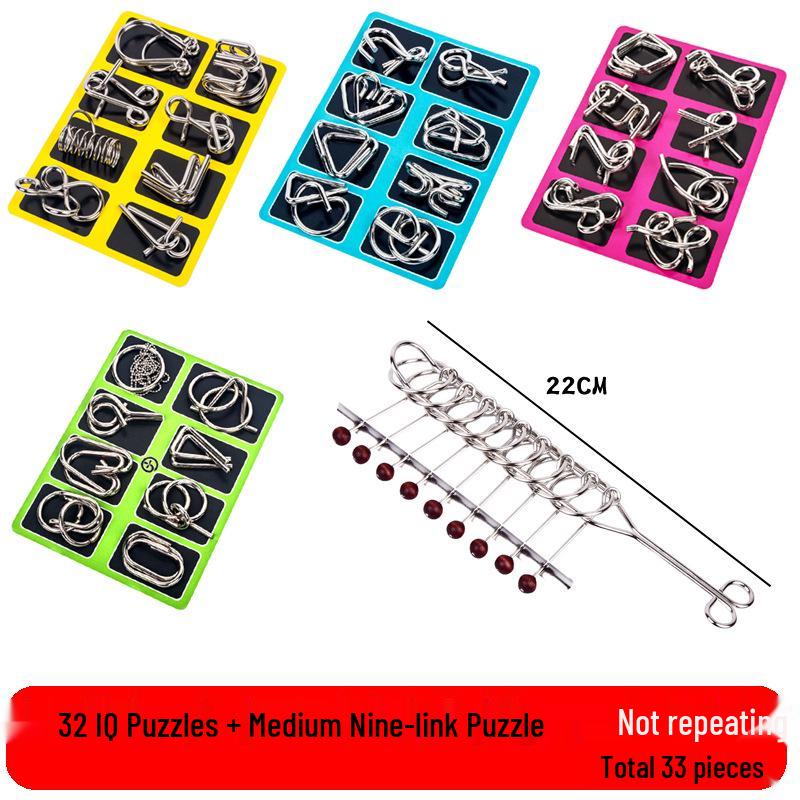 Science Area Kindergarten Interlocking Ring Puzzle - Nine Rings Teaching Aid for Middle Class Activities