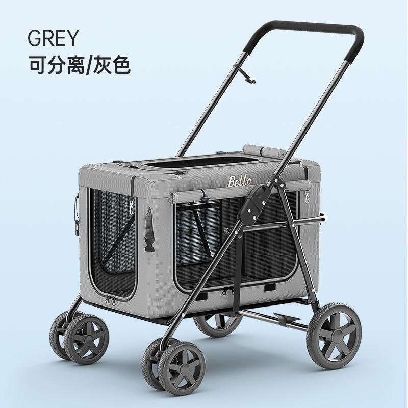 

Foldable Pet Stroller for Dogs & Cats Lightweight Travel Carrier Outdoor Pet Pushchair with Removable Basket Breathable Dog Seat серый
