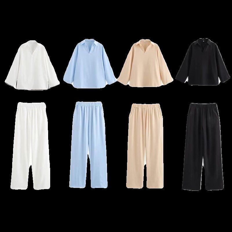 Fashion Style 2024 Summer New Arrival Women's Back Bowknot Decoration Stripes Shirt High Waist Pants 3233233