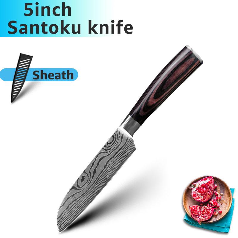 Kitchen Knives 7CR17 High Carbon Stainless Steel Damascus Drawing Gyuto Cleaver Set Slicer Santoku Knife Chef Knife