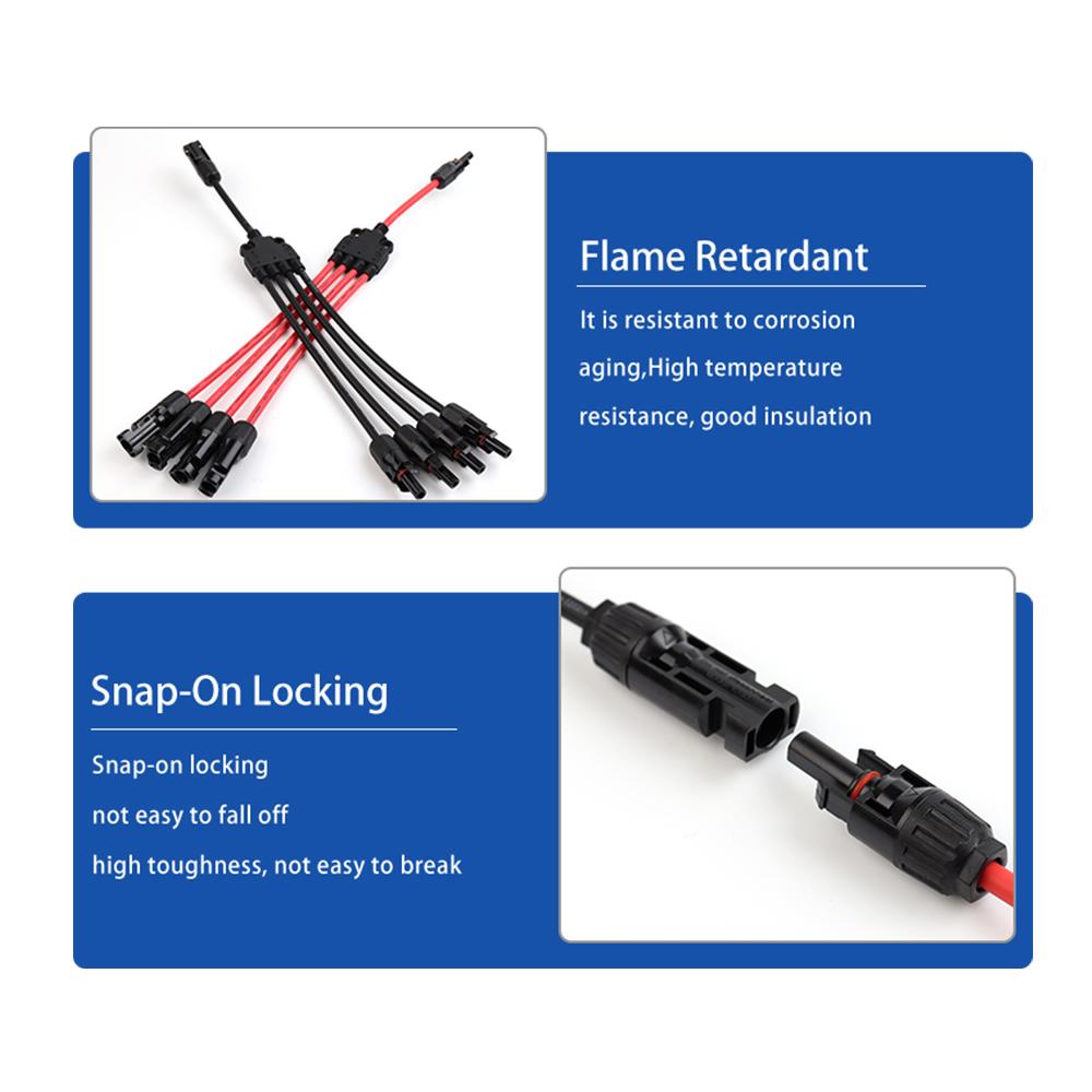 1PC Power Solar Connectors 30A Cavo Y-Branch, Adattatore parallelo per cavo solare in coppia per pannello solare 1*M/FF+1*F/MM nero rosso Power