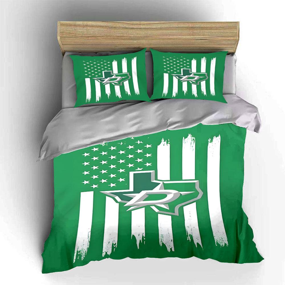 "Green Texas Flag with Star and Stripes" Print Bedding Set Duvet Cover Pillowcases (1* Duvet Cover 2* Pillowcases Do Not Include Comforter)