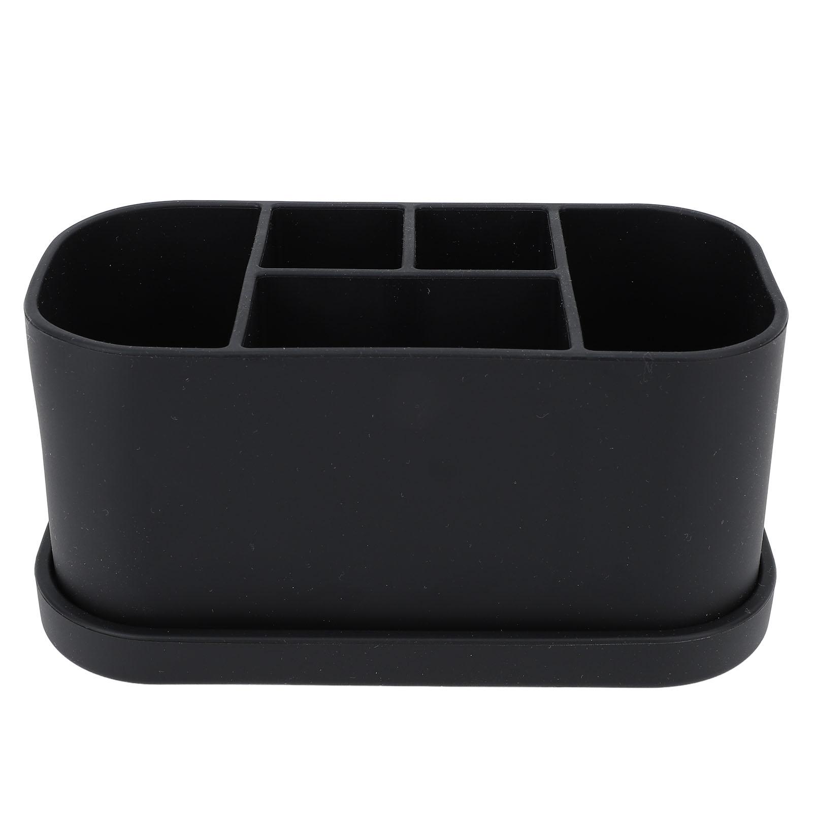 

Силиконовый держатель для зубной щетки, зубной пасты, многофункциональные слоты, дренажные отверстия, столешница для ванной комнаты, органика Black