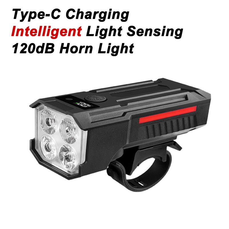 

Bike Front Light USB Rechargeable with 120dB Horn Highlight Mtb Road Bicycle Headlight Night Riding Warning Lamp Cycling Light