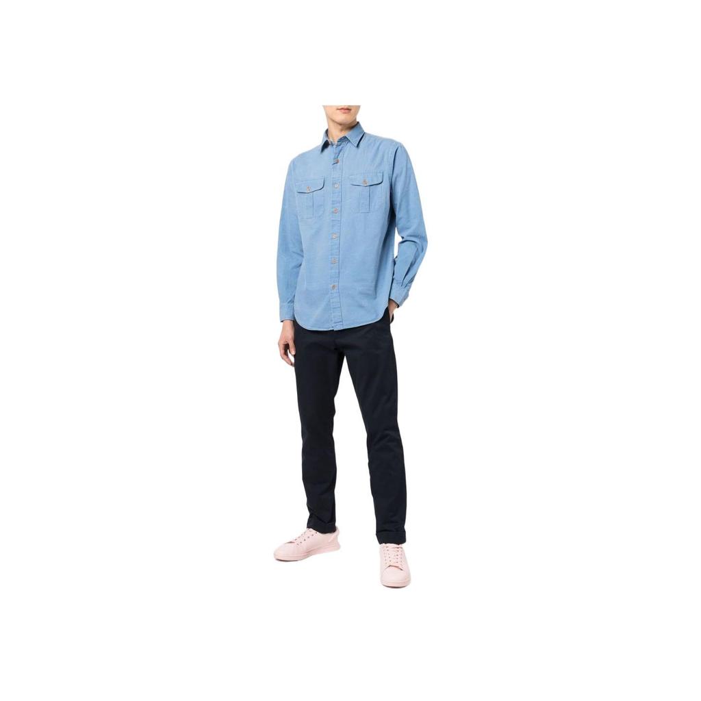 Polo Ralph Lauren Koszula z długim rękawem i kołnierzykiem polo w jednolitym kolorze Koszule męskie Niebieski 710864176-001