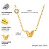 Dainty Zircon Bowknot Flower Heart Pendant Necklace for Women, Stainless Steel Gold Plated Charm Necklace, Chic Luxury Jewelry