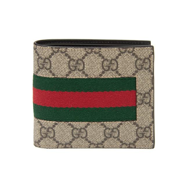 

Gucci GG Supreme Canvas Bi-fold Wallet With Web Stripe Detail For Unisex Luxury Daily Use Shopping Bag Set(Basic Set+Shopping Bag)