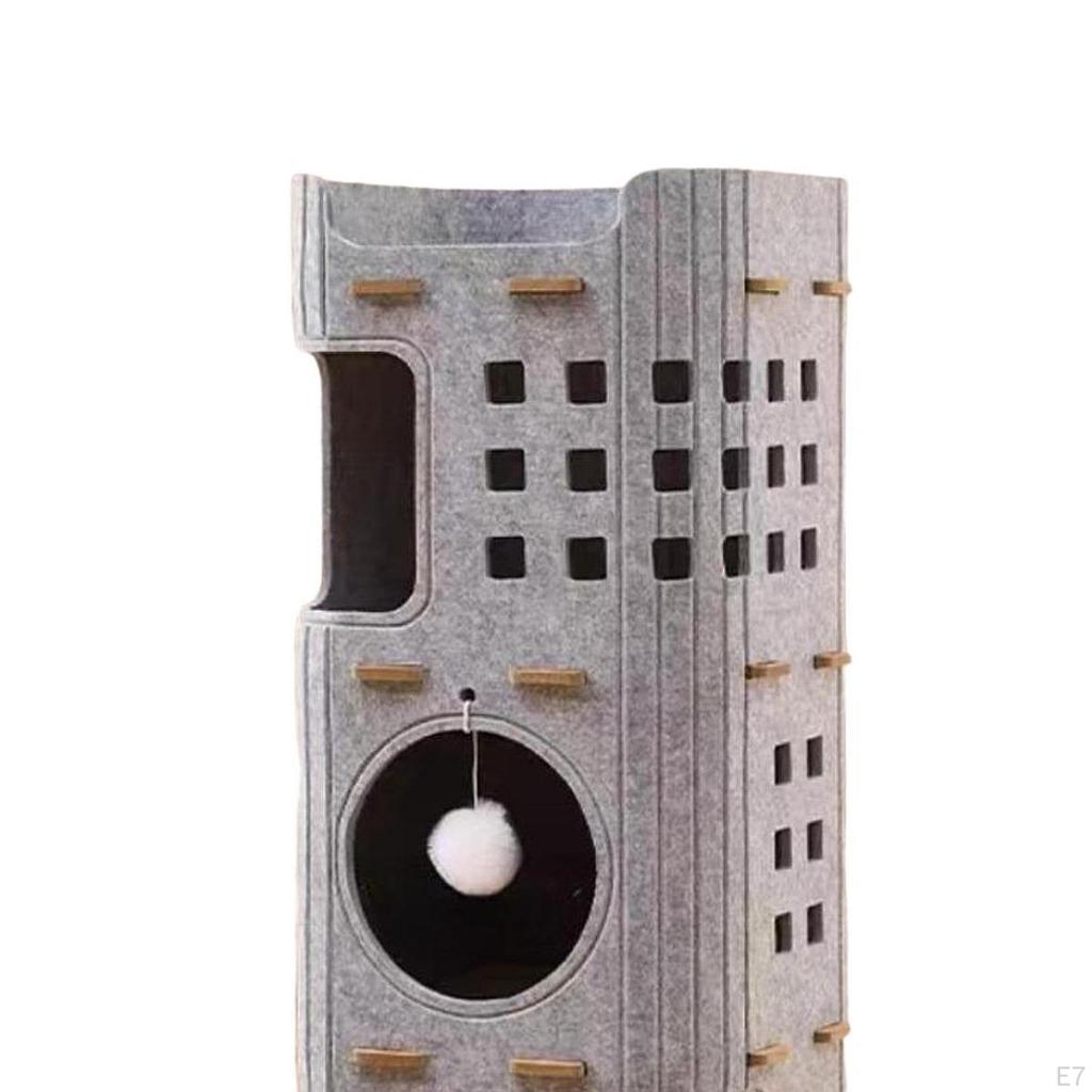 Katzenbett Höhle Haus Versteckmöbel Haushalt Mehrschichtig mit Spielzeug für Kätzchen Spielen Indoor