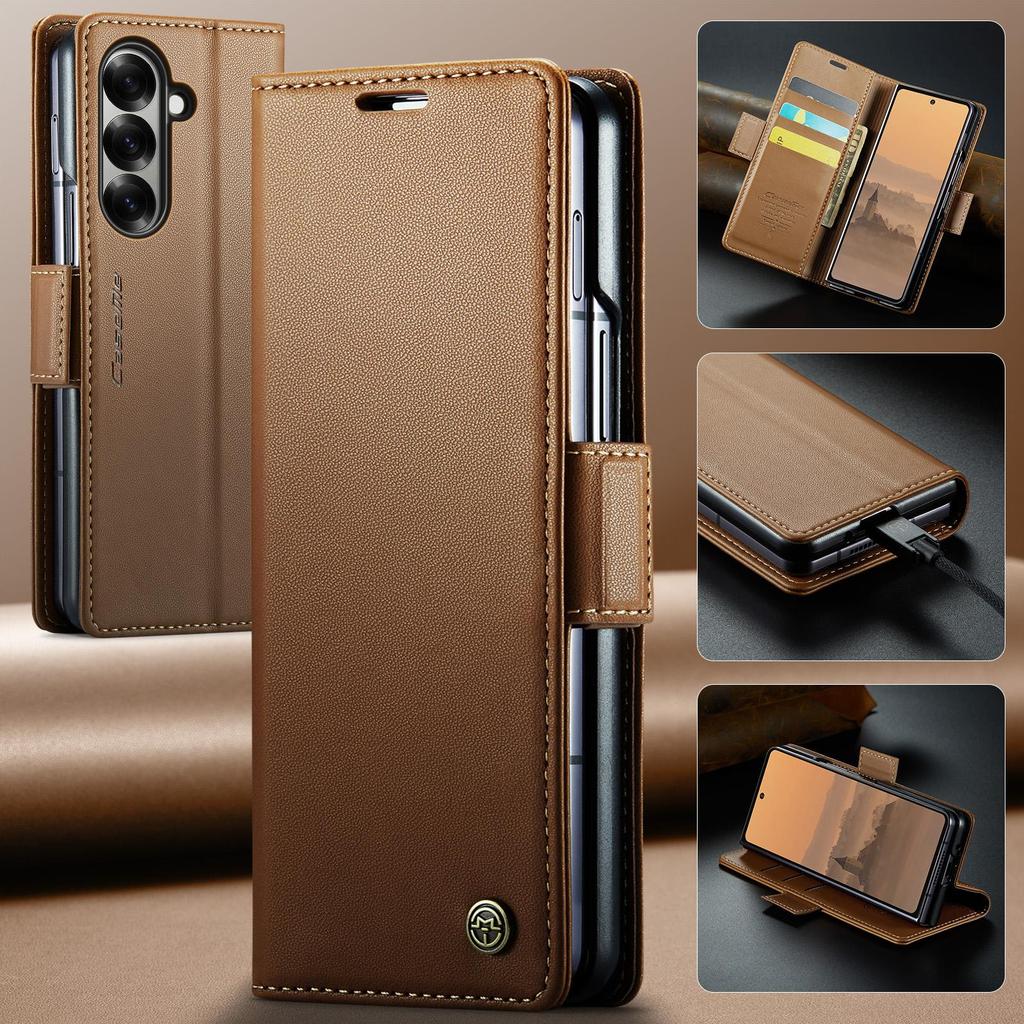 CaseMe For Samsung Galaxy Z Fold 7 Magnetic Flip Leather Wallet Case Skins Cover