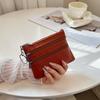 Pu Leather Portable Money Coin Purse Key Ring Waterproof Zipper Wear Resistant Credit Card Holder For Men Women