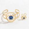 Devil Eye Hollow Ring Bracelet Set - Adjustable & Unique Design for Women