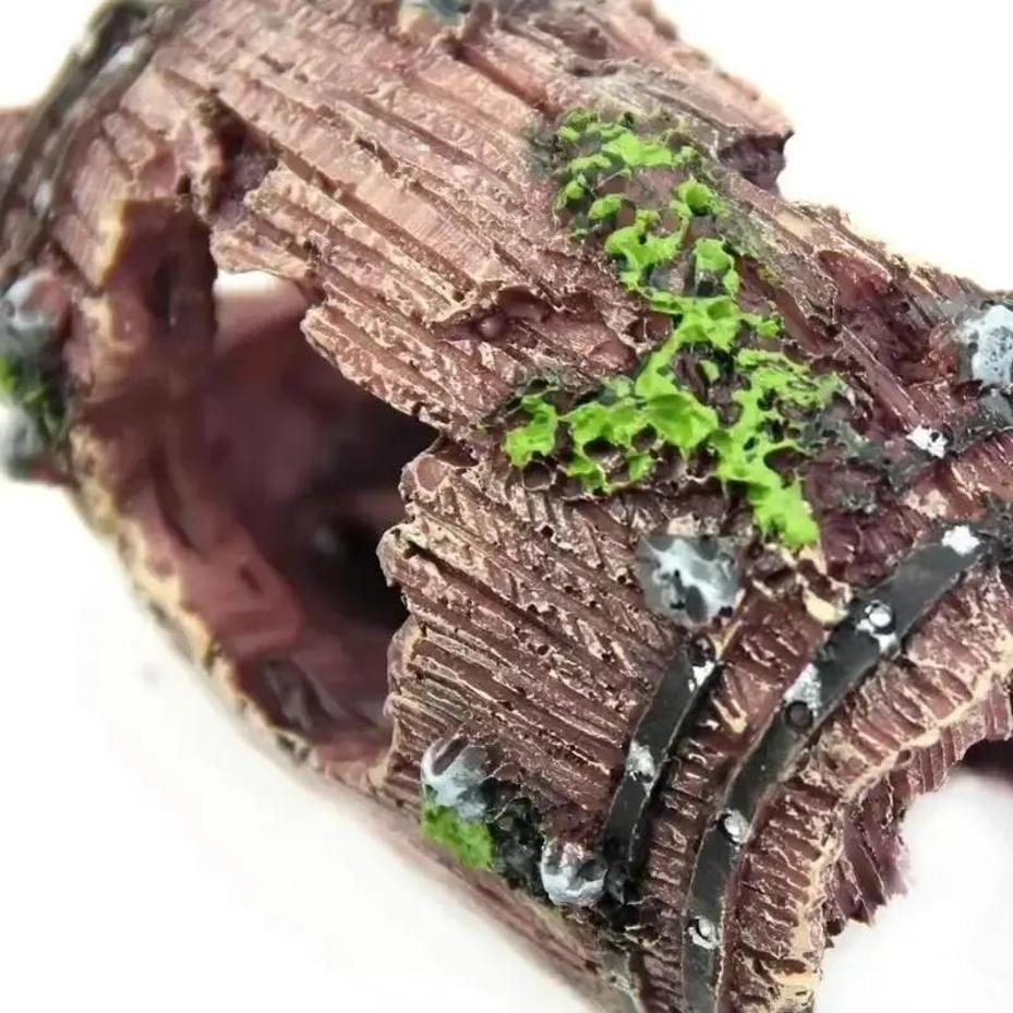 1 Pcs Aquarium Fish Tank Barrel Resin Broken Old Bucket With Moss Decoration Ornament Cave Landscaping Fish Tank Accessories