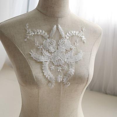 Ivory White Embroidered Lace Flower Handmade Diy Lace Accessories Wedding Dress Fabric Clothes Decoration Material Soft