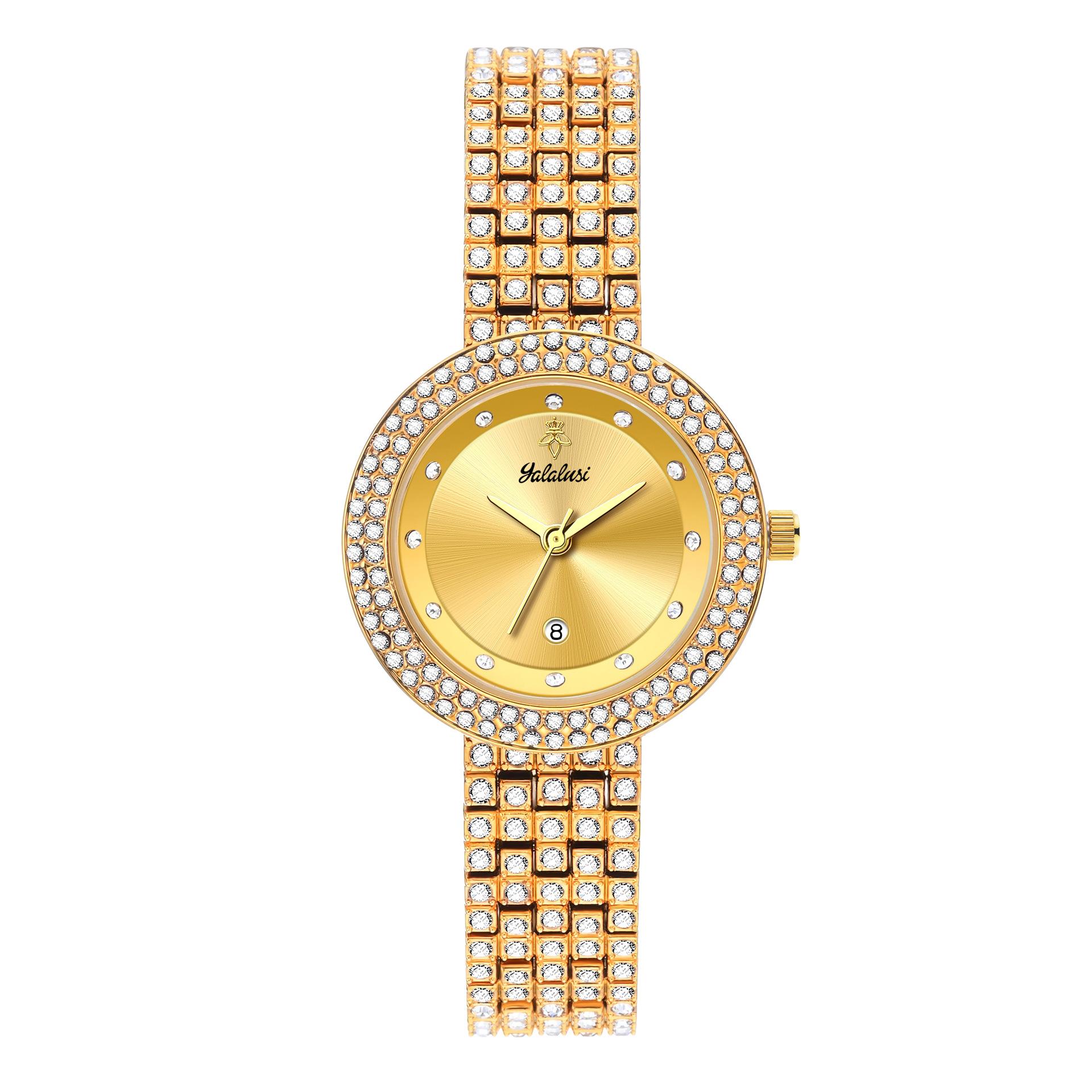Yalalusi Light Luxury Mother Shell Full Diamond Women S Watch Bracelet Girls Watch Women S Watch Ipg Plating