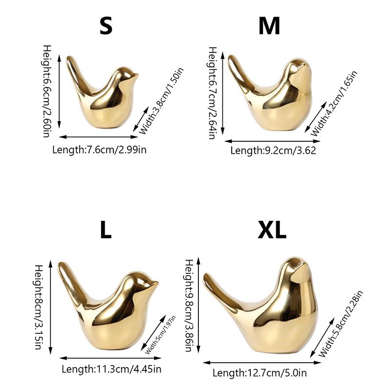 Ornamente Păsări Ceramice Argintii Păsări Ceramice Simple de Lux Figurine Păsări Ceramice Aurii