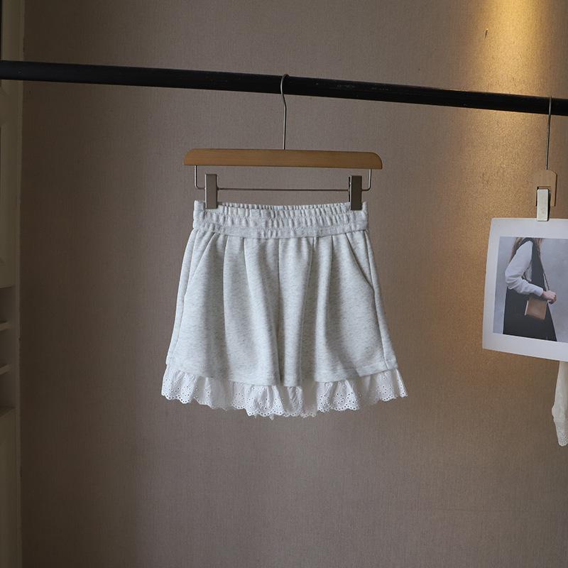 

Летние женские повседневные спортивные штаны с корейским кружевом Extra Large светло-серый