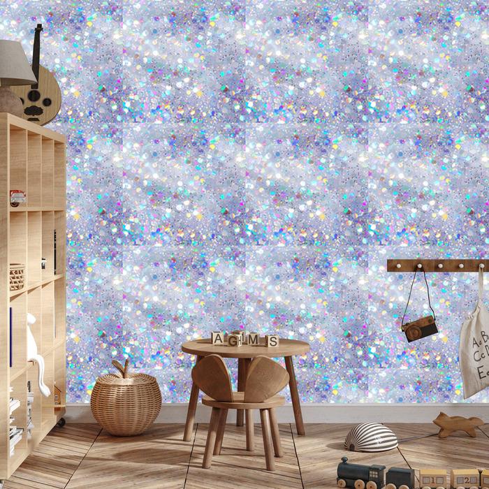 Iridescent glitter wallpaper blue and light gray 50x1000