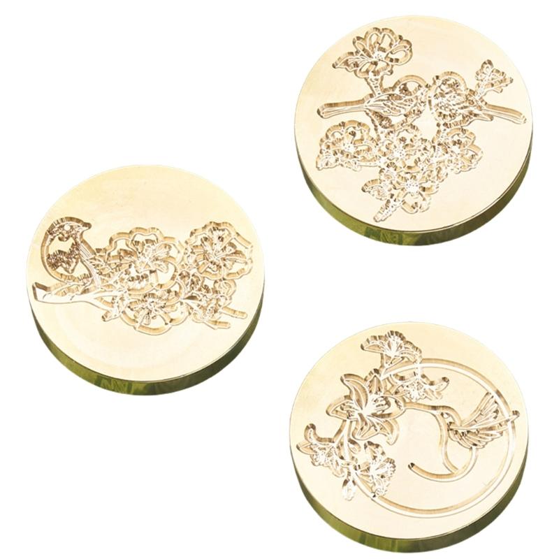 3Pcs Brass Sealing Stamp Head Wax Stamp Head Emboss Sealings Wax Scrapbooking Stamp Head Wax Seal Stamp Head Replacement