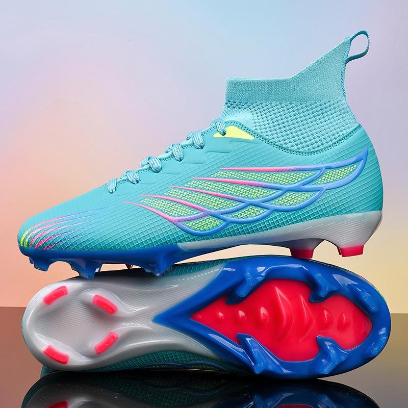 High-top football shoes tf broken nails artificial turf AG nails leather feet boys and girls children and adolescents students training shoes