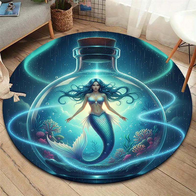 Mythicalcreaturesbottle Round Area Rug,Carpet Rug for Living Room Bedroom Sofa Playroom Decor,Non slip Floor Mat