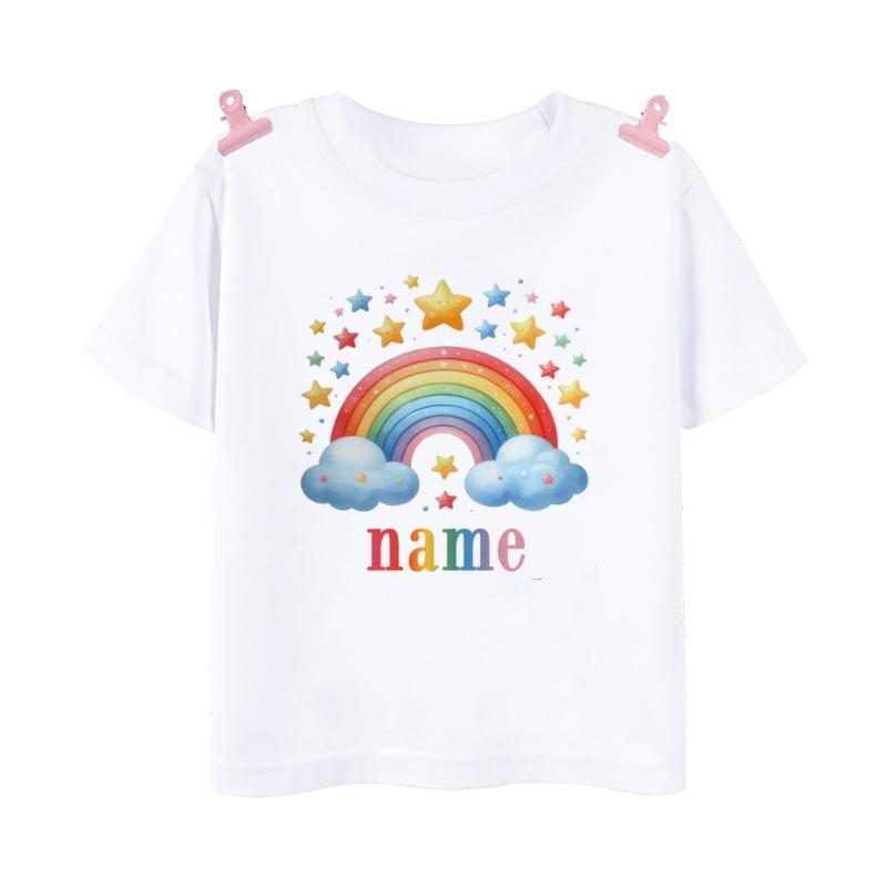 

Personalized Rainbow with Name Kids Shirt Custom Tee T-shirt Child Summer T Shirts Children Clothes Boys Girls Short Sleeve Tops 110