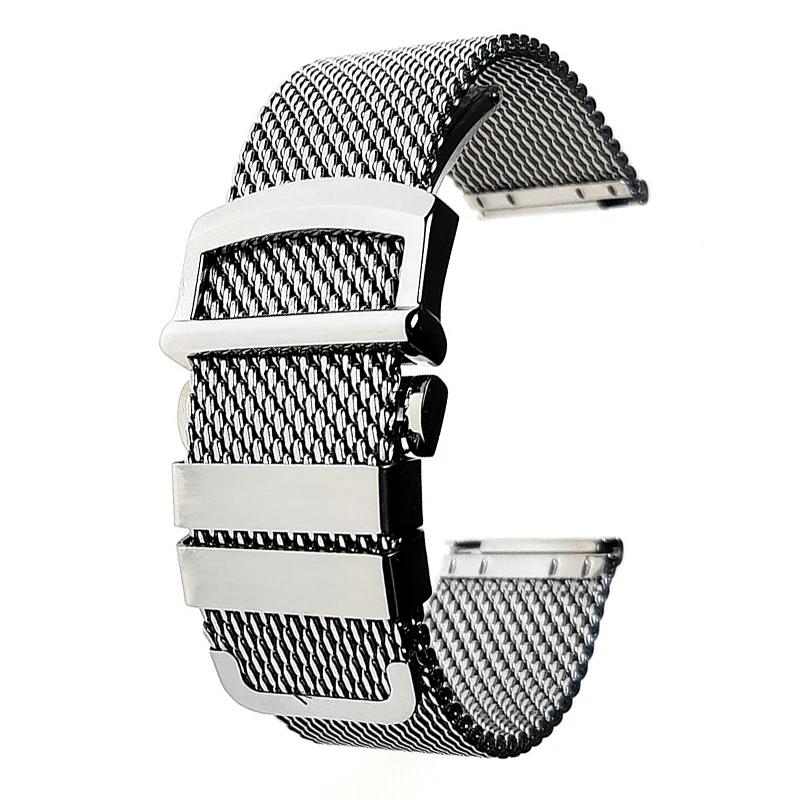 Quick Release Milanese Mesh Watch Strap for Rolex Watches 20/22mm for Pilot Folding Buckle Wristband Men Women Metal Watchband