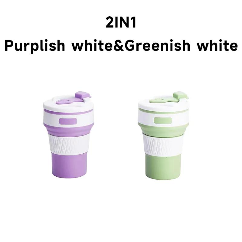 350ML Silicone Folding Cup Collapsible Mug With Cover Coffee Travel Outdoors Portable Water Drinking Tea Cups