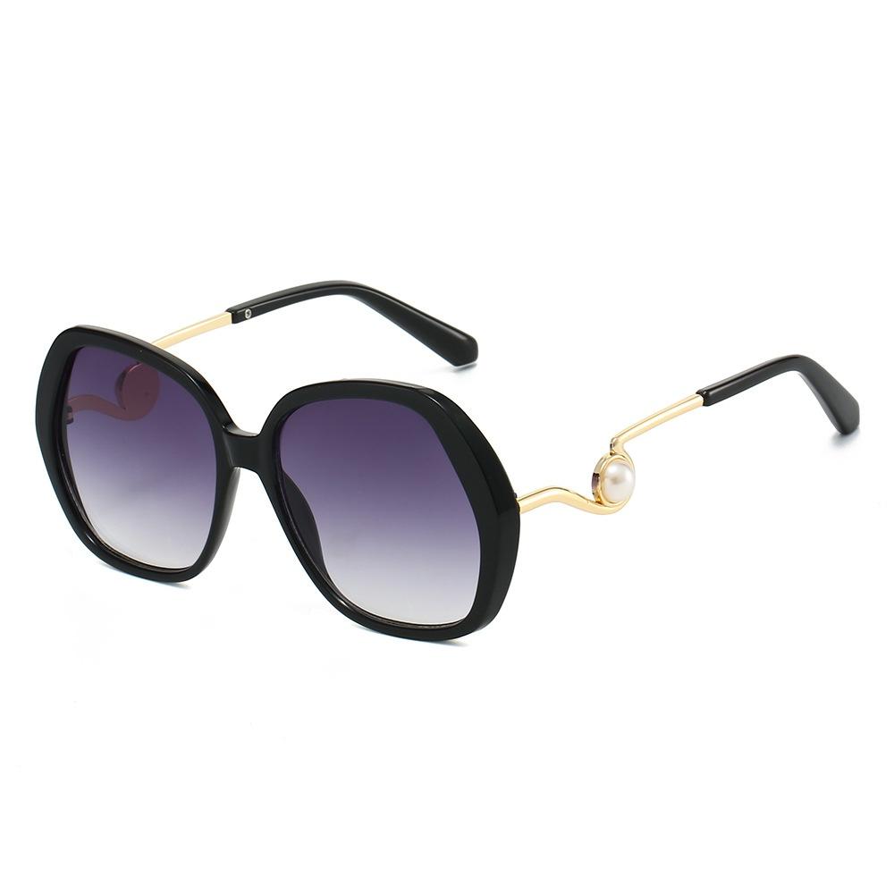 New Luxury Leopard Gradient Oval Women Sunglasses Irregular Geometric Pattern Pearl Decoration Temple Design Men Glasses Uv400