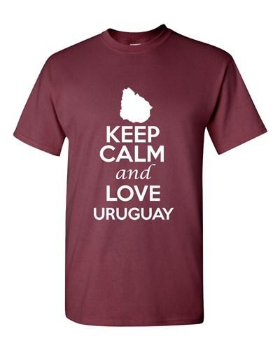 Keep Calm And Love Uruguay Country Novelty Statement Graphic Adult T-Shirt Tee Unisex T-Shirt M