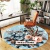 1PC Floral Welcome Office Round Area Rug, Under Office Chairs Bedroom Living Room Home Decor, Carpet for Office -1110107