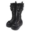 Platform Boots Riveted Buckle Wedges High Women'S Boots Punk Spice Chic Biker Rider Boots