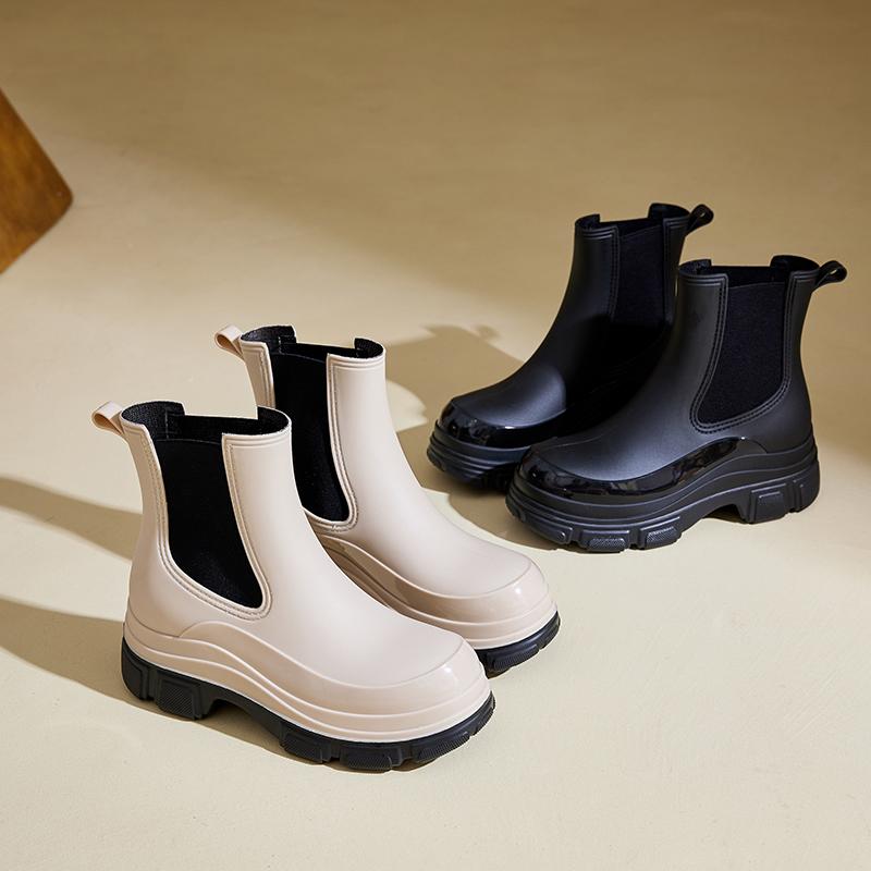 Stylish Women's Rain Shoes: Medium-cylinder Rain Boots For Outdoor Wear, Waterproof Rubber Shoes, Outdoor Wading Shoes
