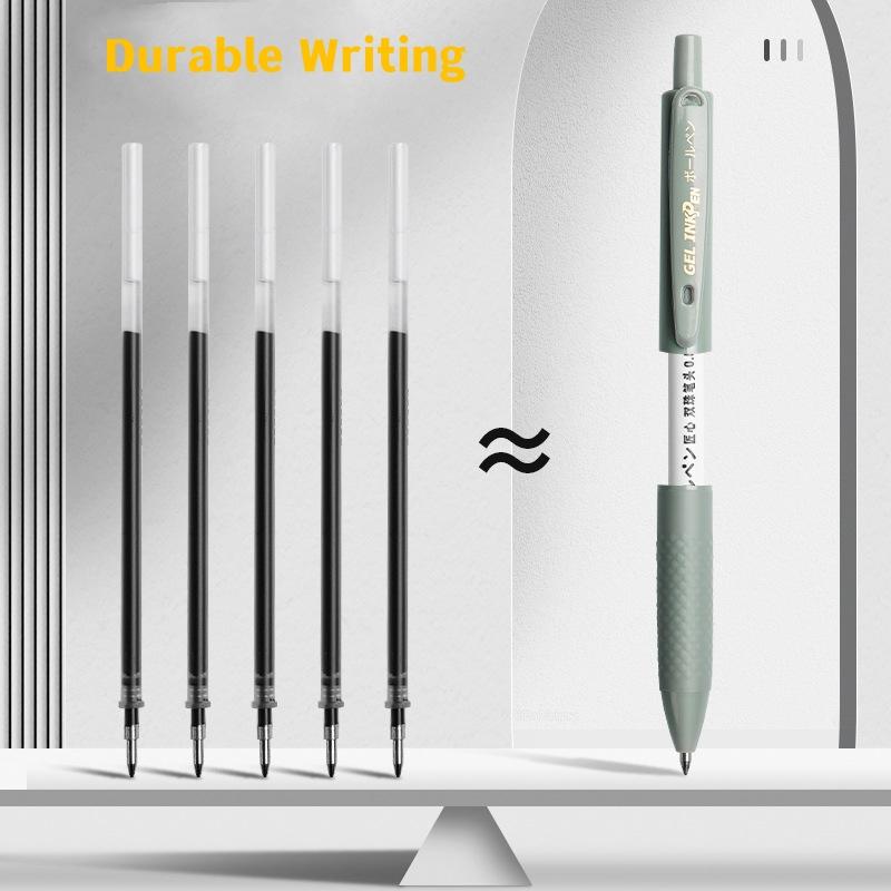 5pcs Durable Writing Gel Ink Pens Set Morandi White Transparent Barrel 0.5mm Ballpoint Black Ink