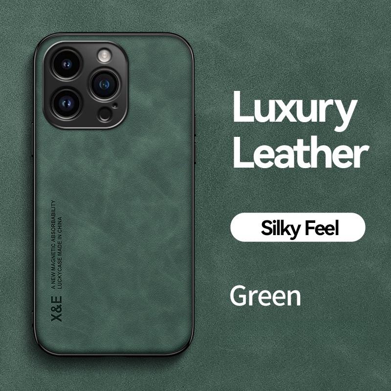 Luxury Magnetic Leather Case For iPhone 16 15 14 13 12 11 Pro Max Mini Plus XR XS X SE 15Pro Shockproof TPU Silicone Back Cover