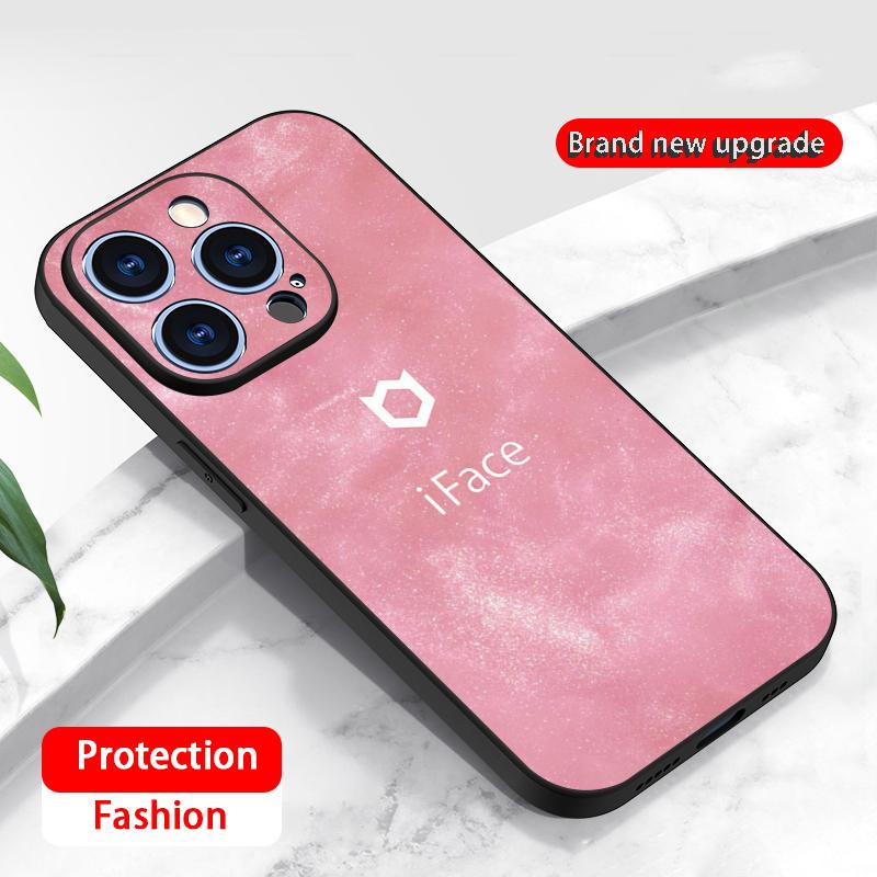 

Cute Fashion logo iFace pattern Phone Case For iPhone 17 16 16e 15 14 13 12 Plus Mini Pro Max Soft black Shockproof Cover iPhone 13