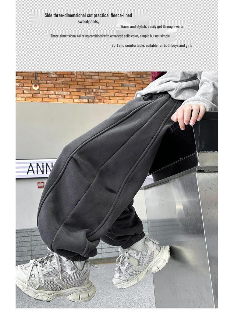 Pantalon de survêtement en velours tendance à jambes larges pour garçons: Style de rue Automne/Hiver 2025 pour les grands enfants