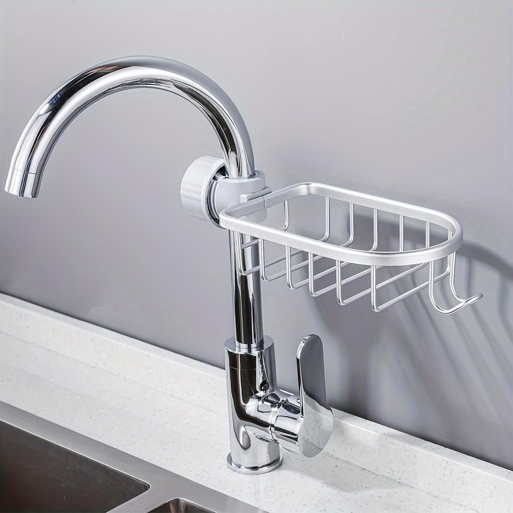 2pcs Adjustable Faucet Drainage BathroomSpace Aluminum Kitchen Sink Sponge Soap Drain Rack Bathroom Shower Storage Sundries Holder