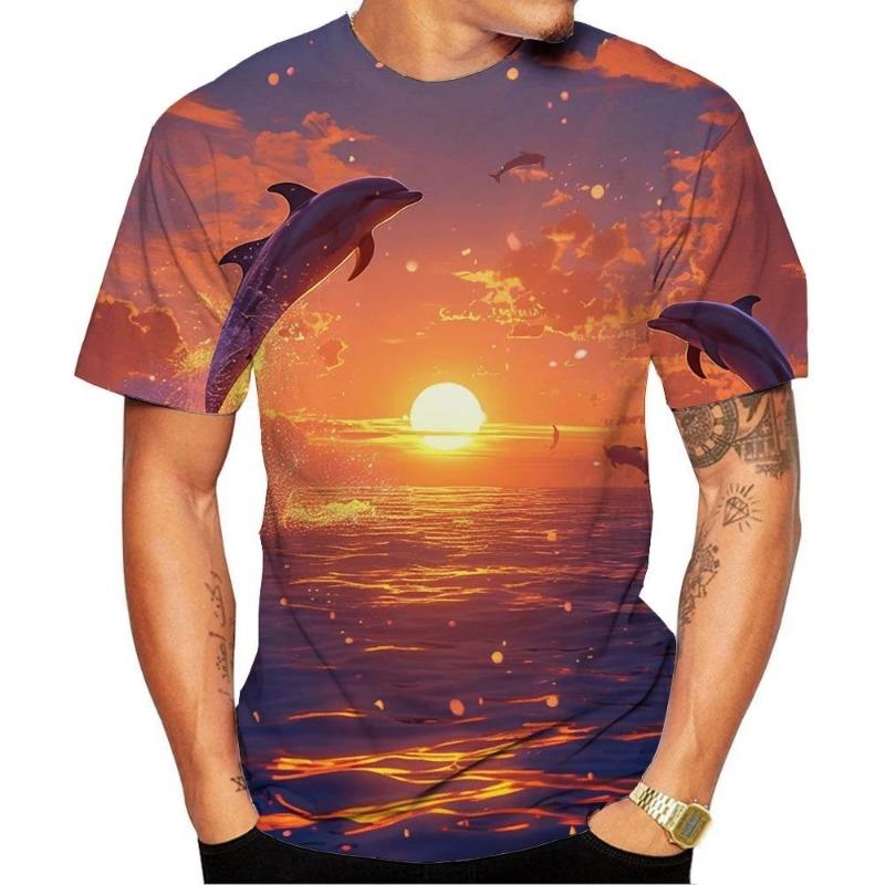 New Fashion Men's and Women's 3D HD Printed Dolphin Pattern T-shirt Street Style Unisex Fashion Funny Harajuku Top Kids T Shirt