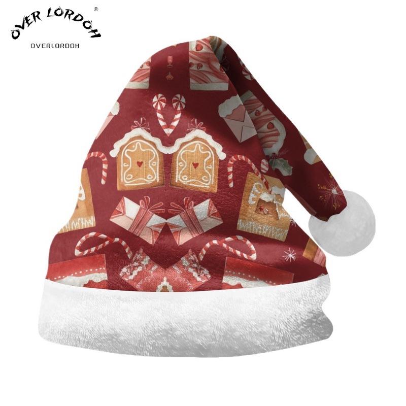 2024 Personalized Christmas Santa Hat - Short Plush, Printed, for Adults & Kids