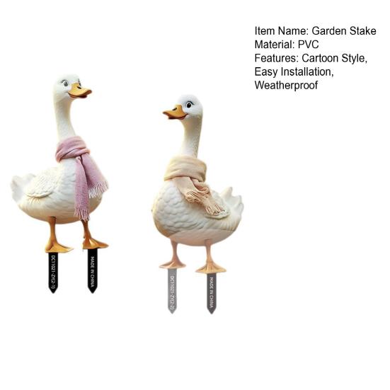 2 Pcs Duck Garden Stakes 2D Cartoon Duck Sign