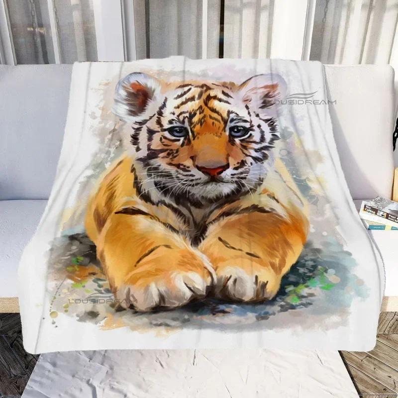 Tiger and White Tiger Patterns Blanket Animals Flannel Blanket Cosy Lazy Couch Cover Blanket Super Soft Sheet Mattresses