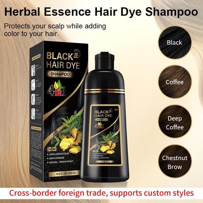 Tintura de Cabelo em Bolha à Base de Plantas Transfronteiriça - Suave, Não Irritante, Cobertura Total para Cabelos Grisalhos