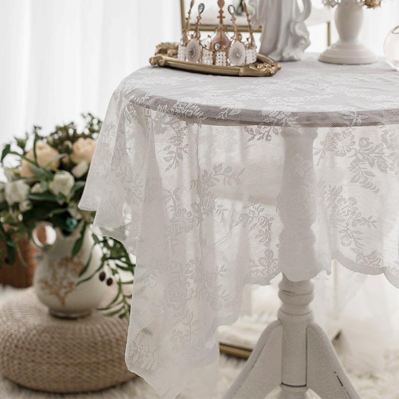 Amerikanische rutschfeste Häkelspitze Runde Tischdecke Esstischdecke Retro Couchtisch Tischdecke Schrankabdeckung Handtuch Staubdicht Polyester Baumwolle
