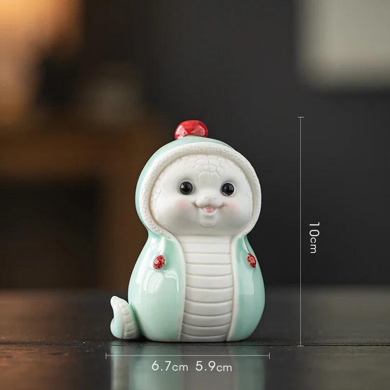 

1 шт. керамический орнамент в виде змеи, креативный милый талисман зодиака на год змеи, поделки для дома, украшения в стиле фэн-шуй, небольшие подарки