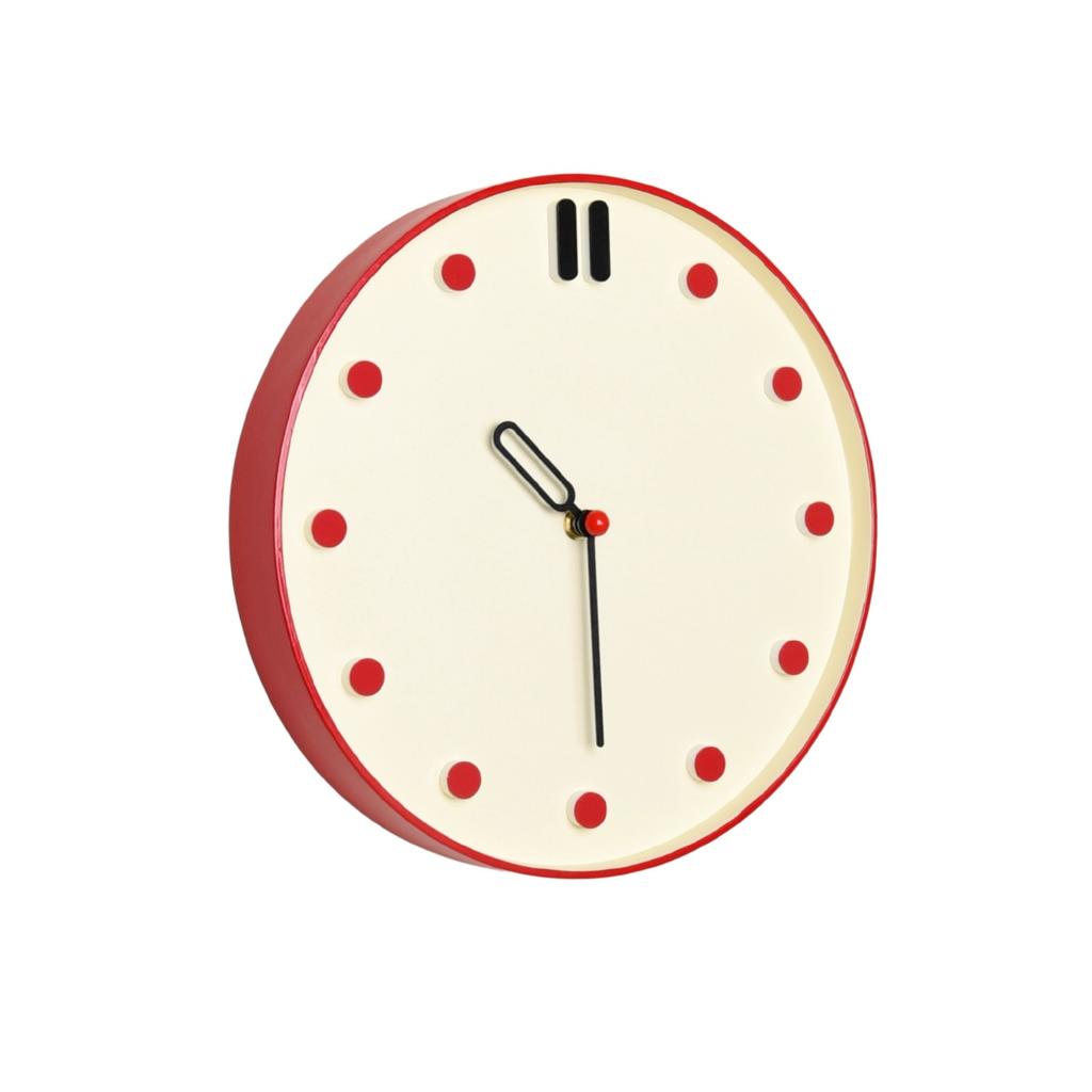 Dopamine Retro Red Atmosphere Clock Japanese and Korean Design Simple Living Room Silent Punch-free Wall Clock